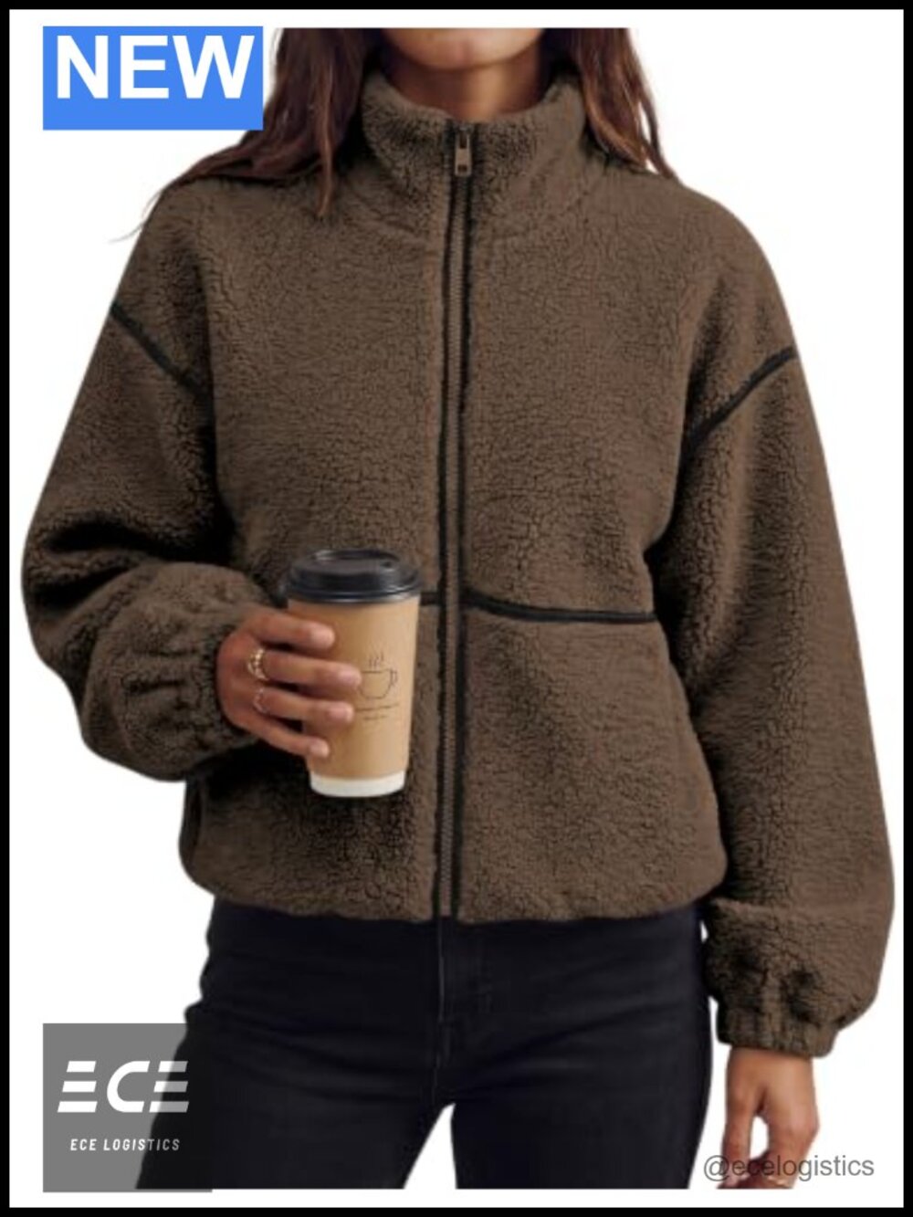 Sherpa Fleece Jacket Women Oversized Zip Up Warm Winter Coat